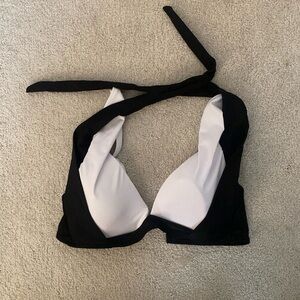 black and white split color bikini